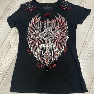 Affliction T black, red and white